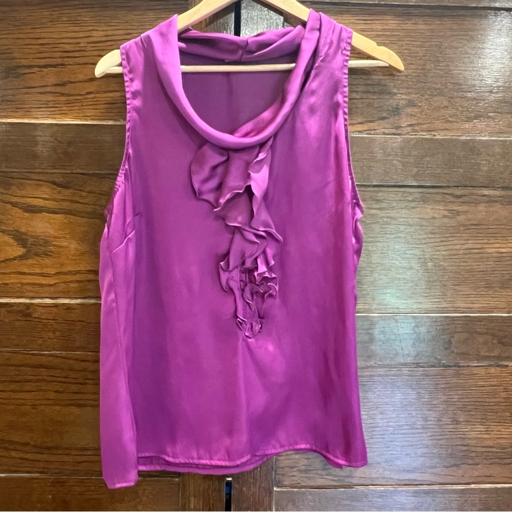 ✅ Violet & Claire medium Purple magenta Ruffled Sleeveless Blouse tank top silky
